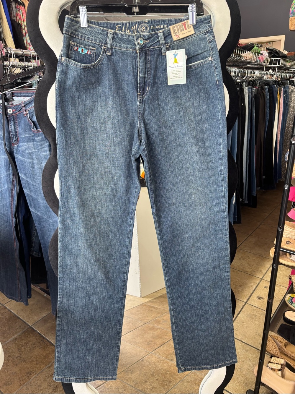 ETHYL Women's Straight-Leg Jeans in Medium Blue
